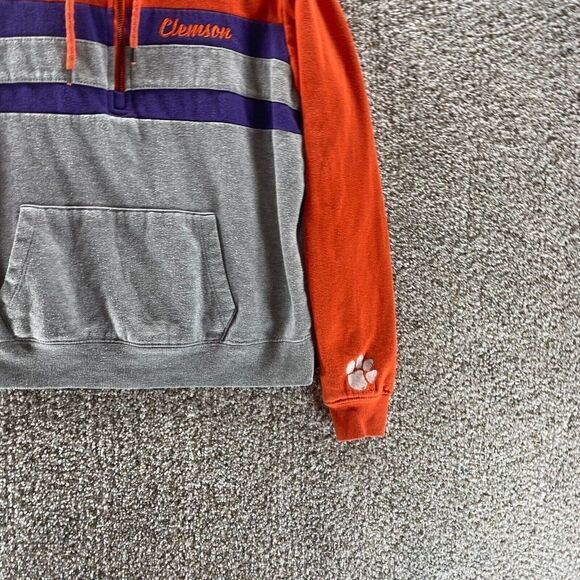 Clemson Tigers Hoodie Sweatshirt Womens Small Orange Grey Pullover Football Logo - Picture 5 of 11